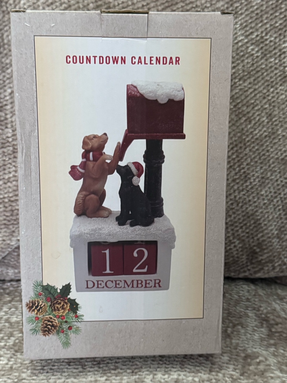 Santa Dog Christmas Calendar with Numbered Blocks to Count Down Cracker Barrel